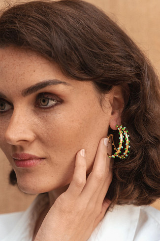 GOLD VERT/TURQUOISE Boucles D’Oreilles Gipsy Earrings