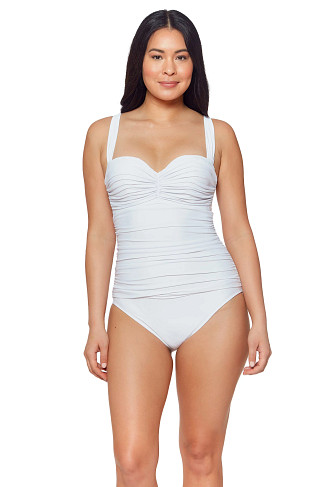 WHITE Shirred Underwire One Piece Swimsuit