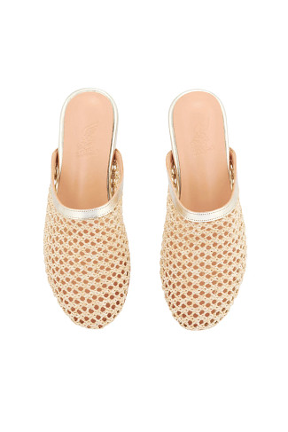 PLATINUM/NATURAL The Slipper Raffia Mule