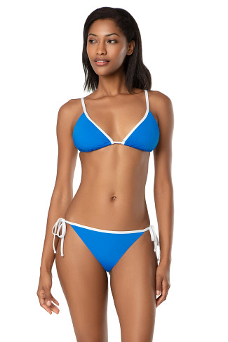 AZURE BLU/WHITE Textured Eco Triangle Bikini Top