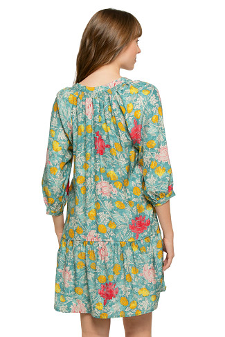 LEHUA PRINT SEA Stevie Drop Waist Silk Dress