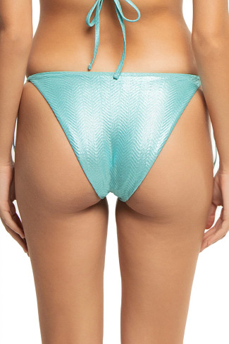 AQUA METALLIC Barbados Tie Side Brazilian Bikini Bottom