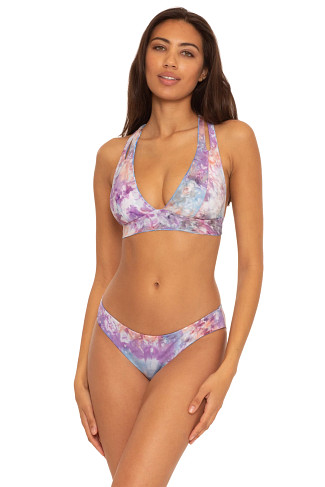 MULTI Reversible Tie Dye Banded Halter Bikini Top
