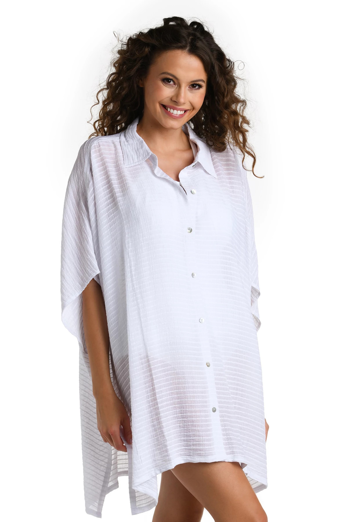 WHITE Convertible Shirt Dress image number 4