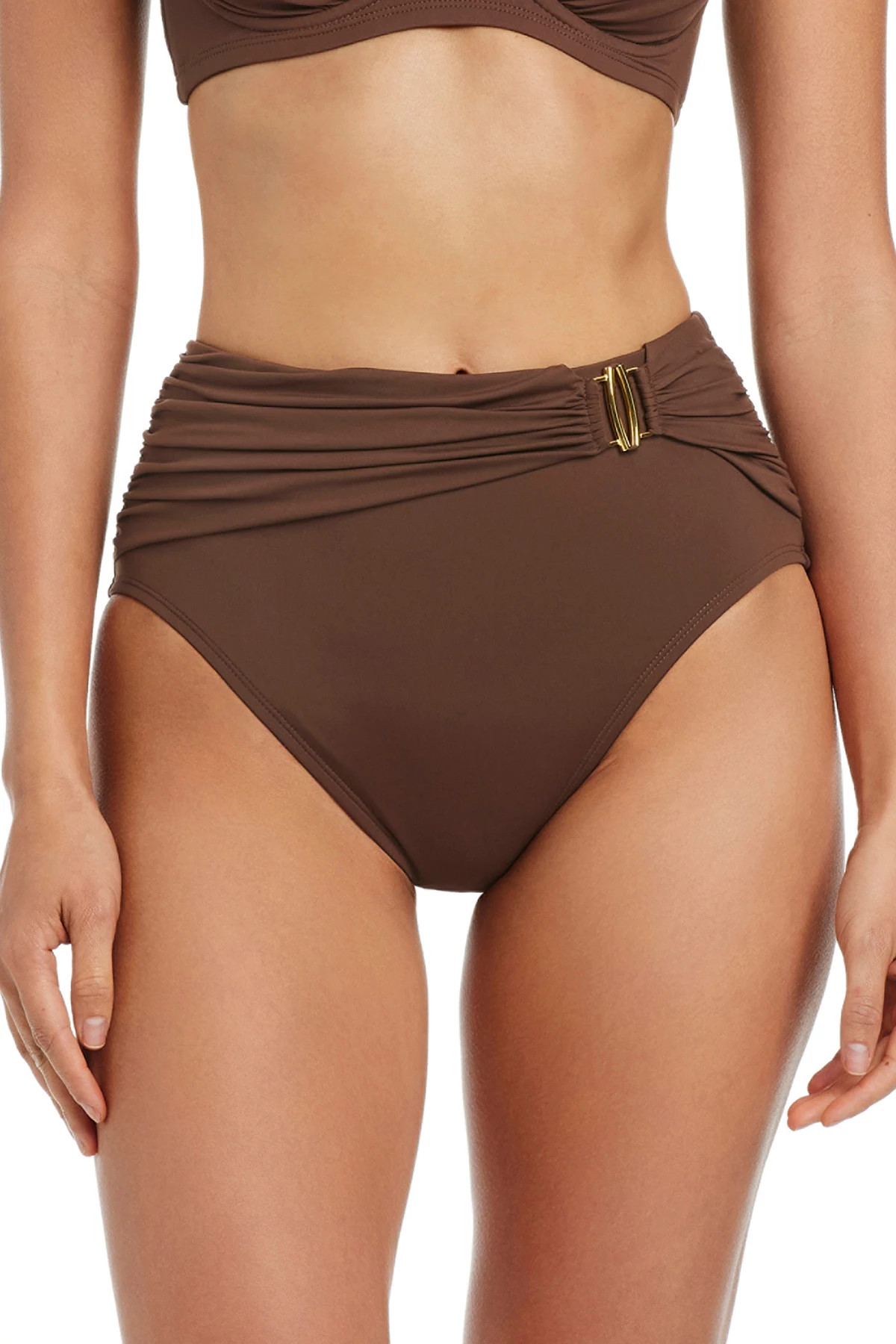 ROCKPOOL Ruched High Waist Bikini Bottom image number 1
