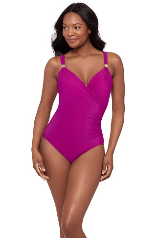 FRAMBOISE PINK Siren Underwire Surplice One Piece Swimsuit