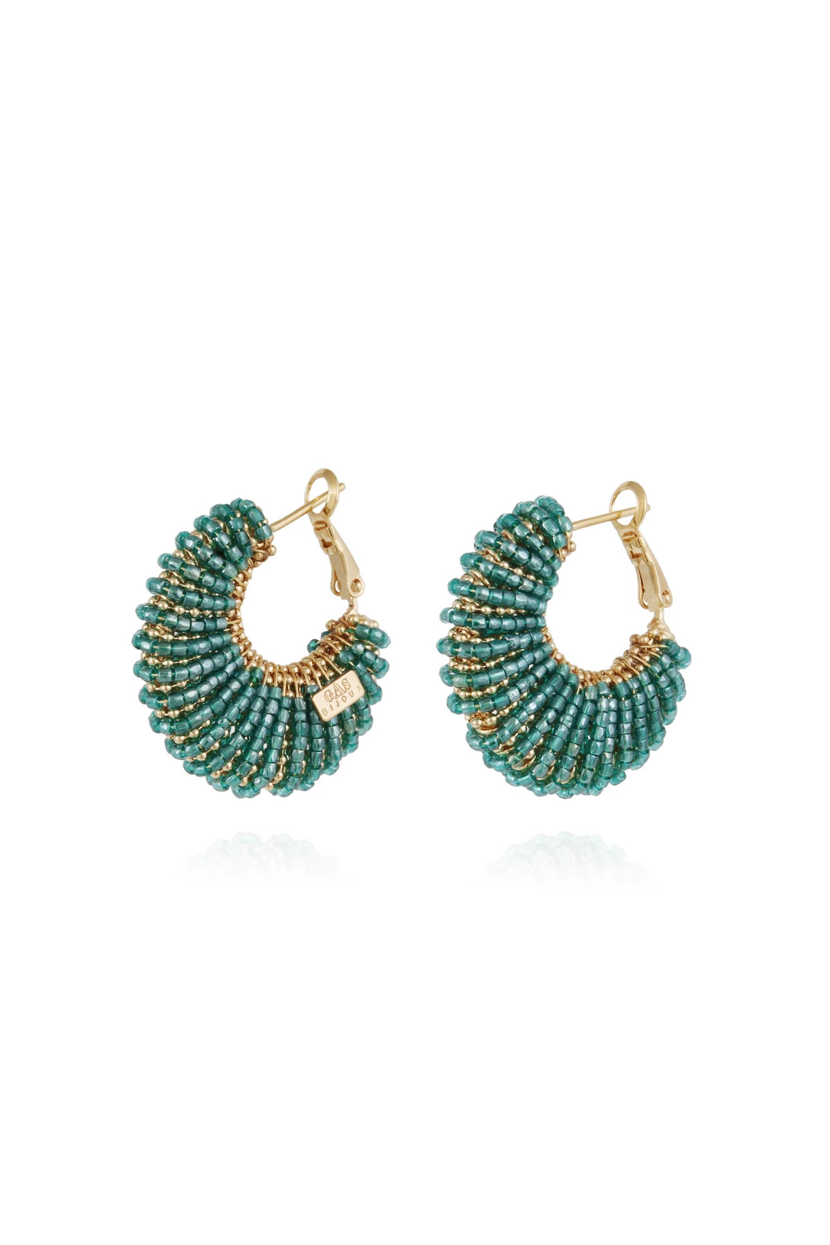 087 BLUE Izzia Beaded Hoops image number 1