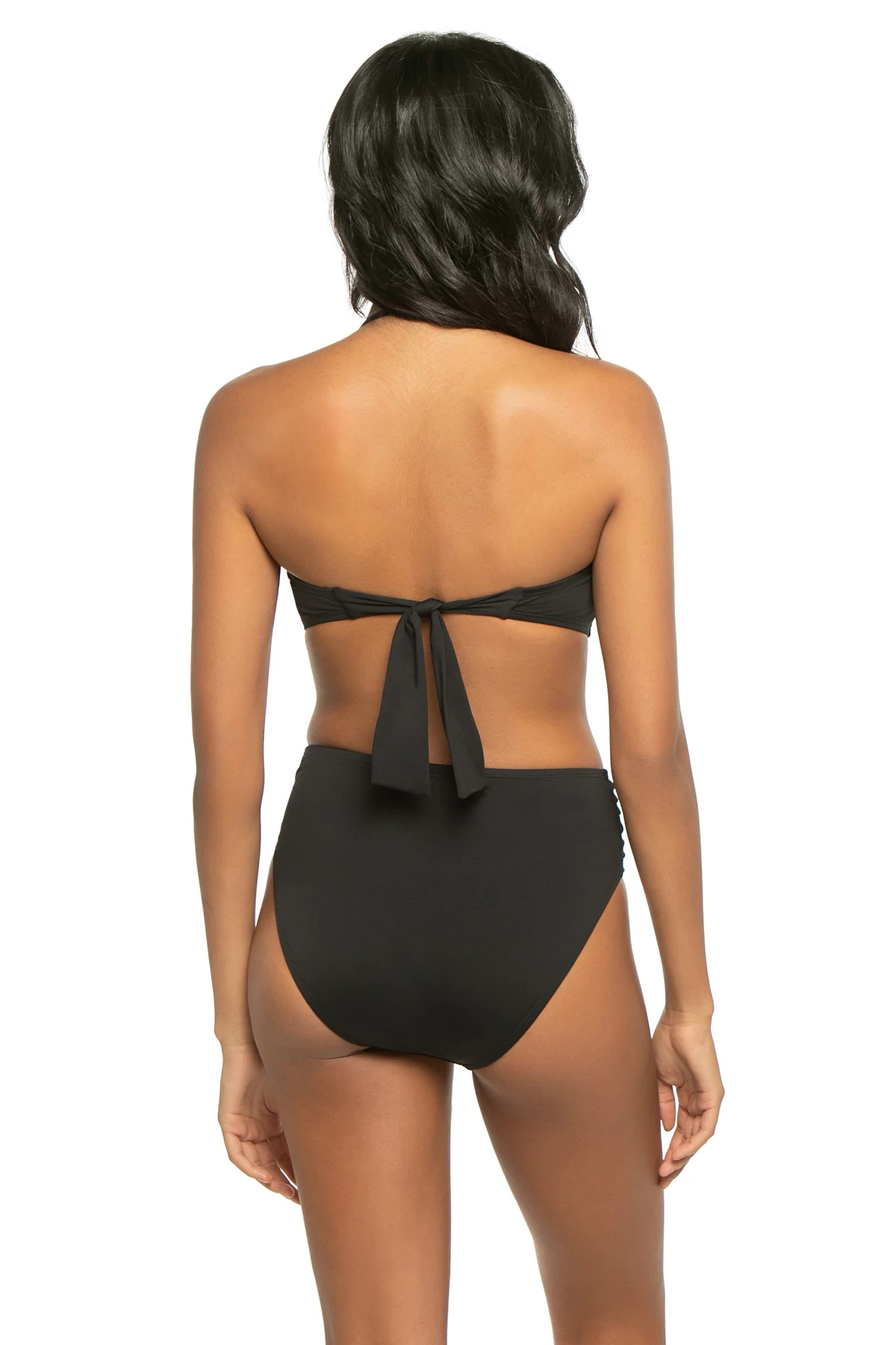 BLACK Shirred Bandeau Bikini Top image number 2