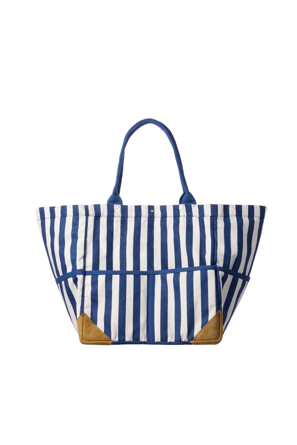 NAVY WHITE Striped Canvas Tote Bag image number 1