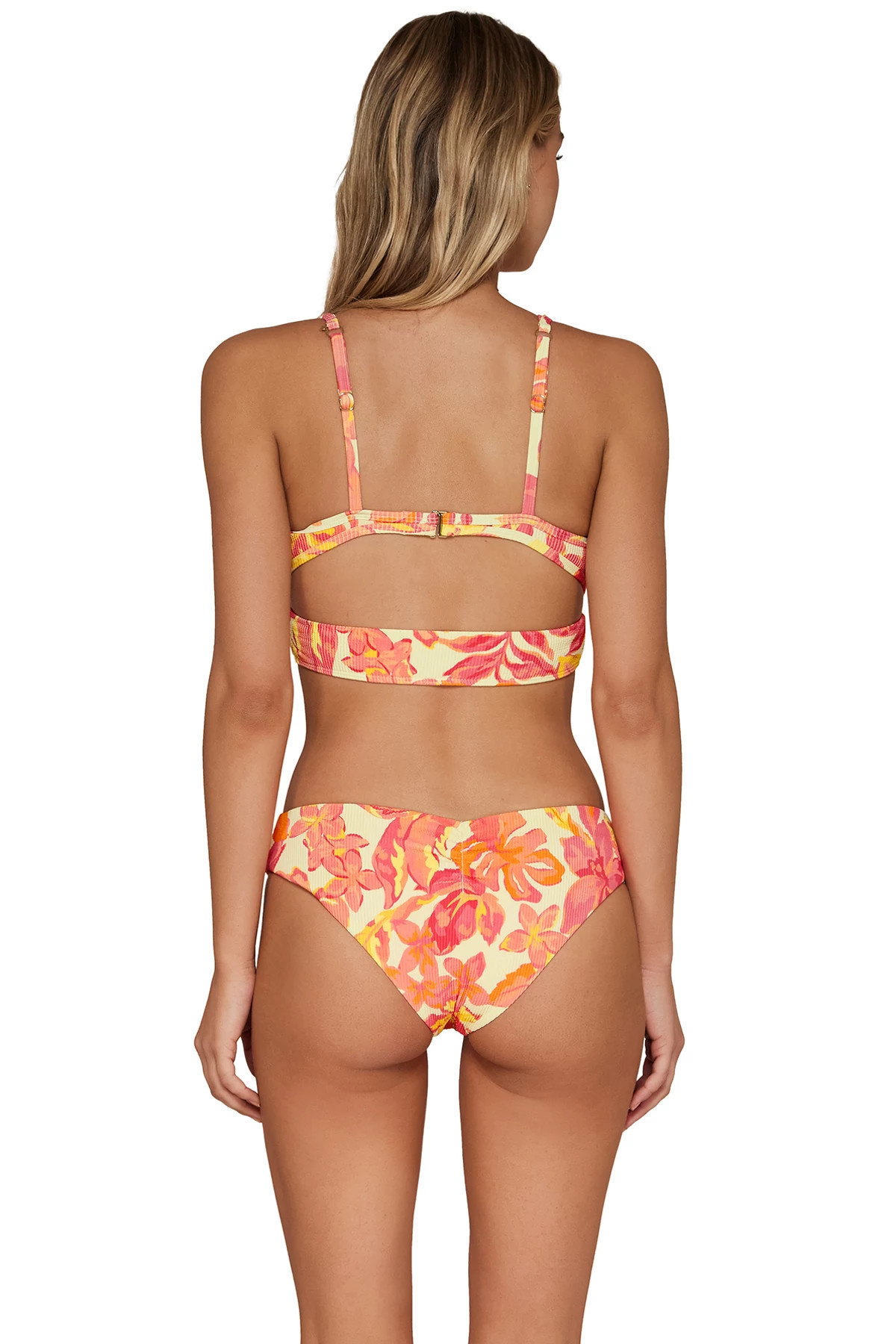 ISLAND CORAL CRINKLE RIB Kaia Sporty Bralette Bikini Top image number 3