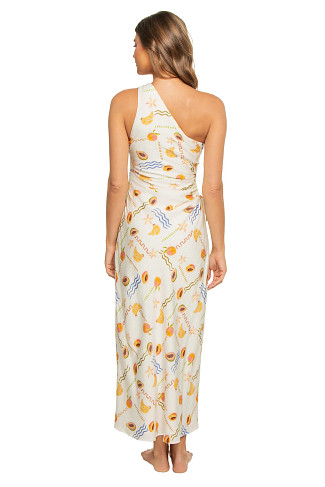 WHITE/FRUITY Carmen One Shoulder Fruit Maxi Dress