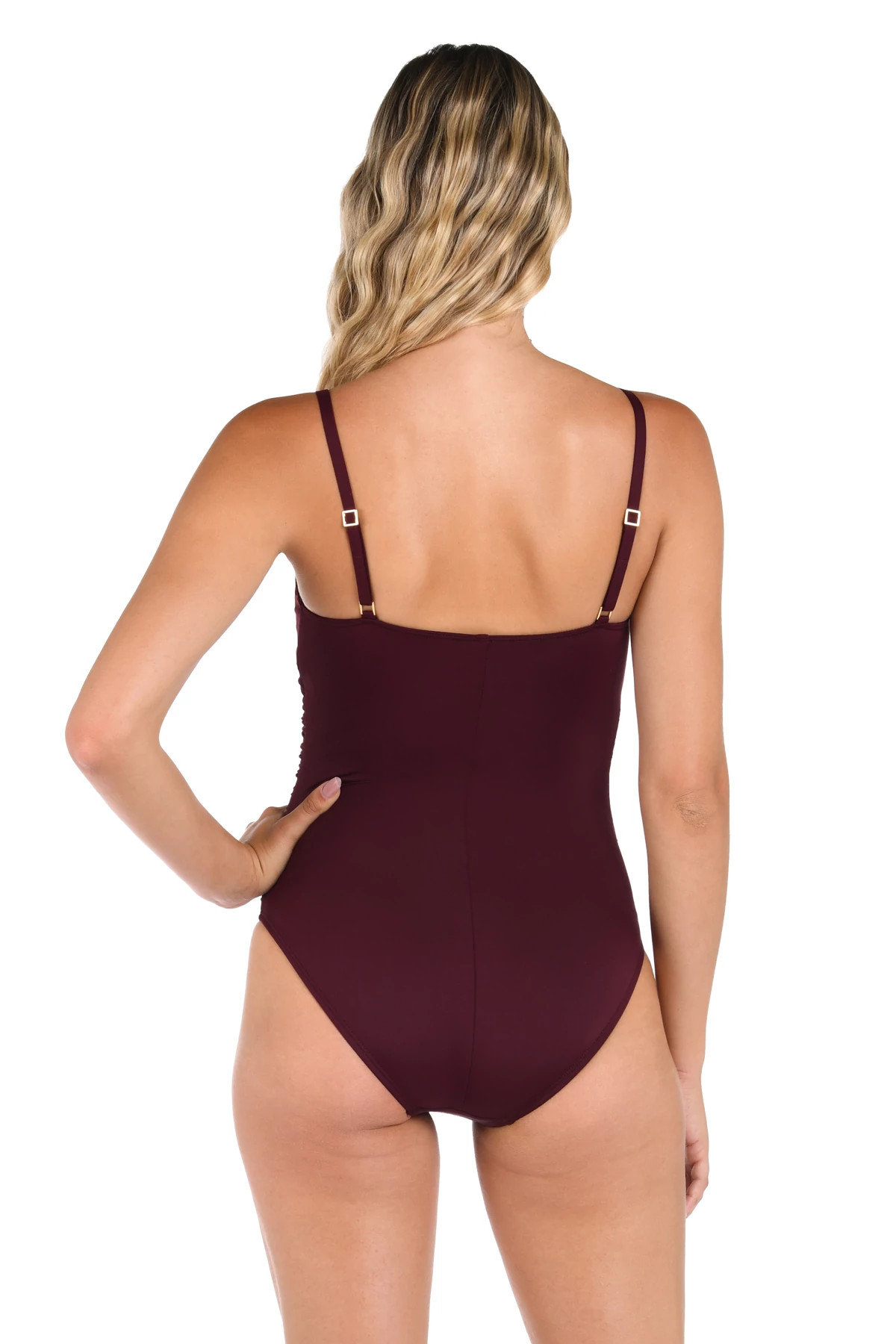 DARK CHERRY Island Goddess Lingerie One Piece Swimsuit image number 2