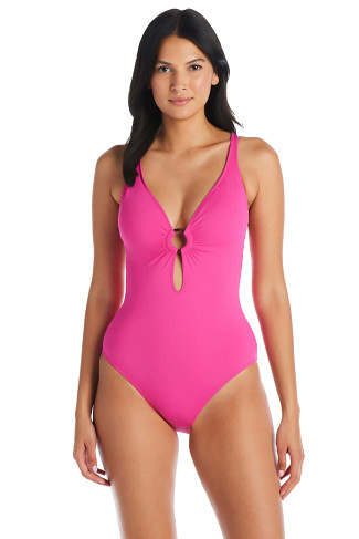 PUNCH Ring Front Plunge One Piece Swimsuit