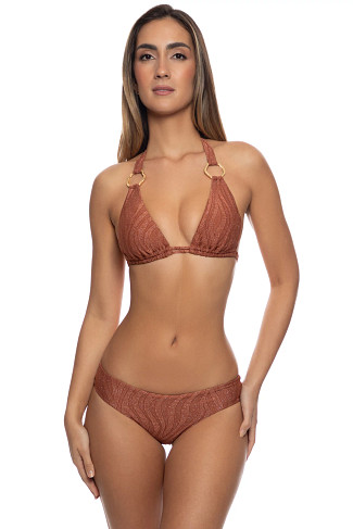 BROWN Muse Glow Ring Halter Bikini Top
