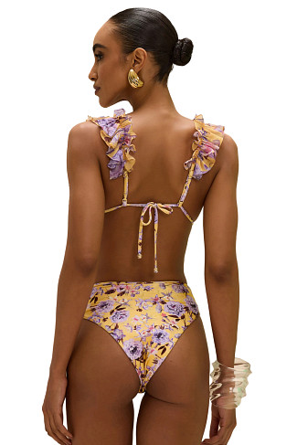 YELLOW Peony Ruffle Triangle Bikini Top