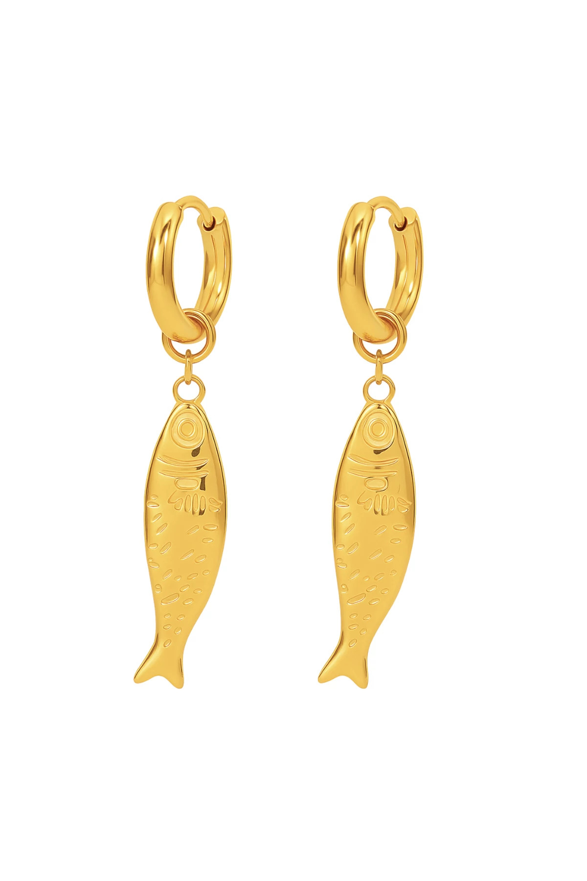 GOLD Dayna Huggie Hoop Fish Earrings image number 1