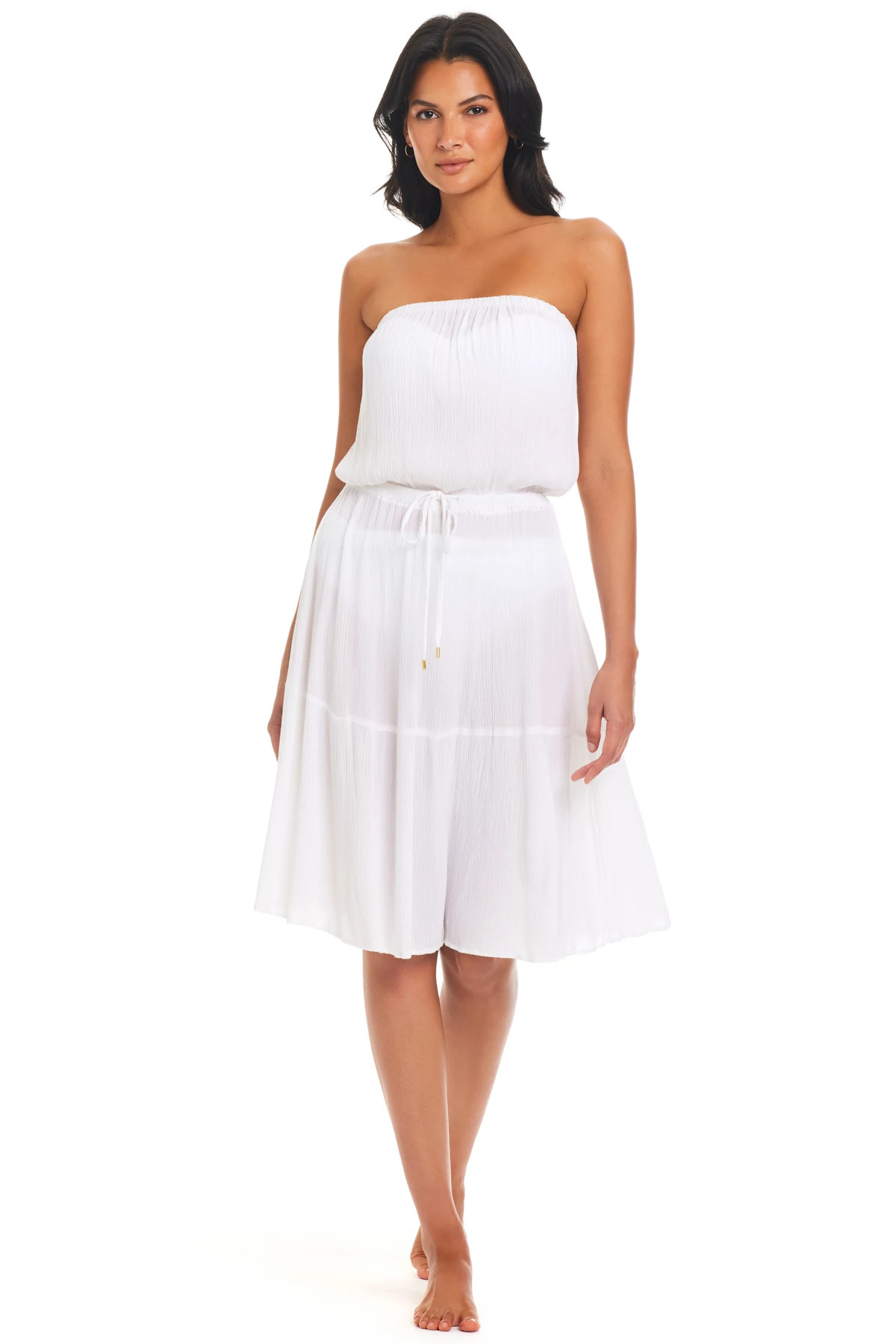 WHITE Strapless Blouson Dress image number 1