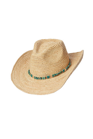 NATURAL Beaded Cowboy Hat