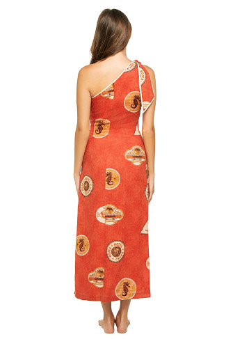 RED Vacanza Asymmetrical Linen Midi Dress
