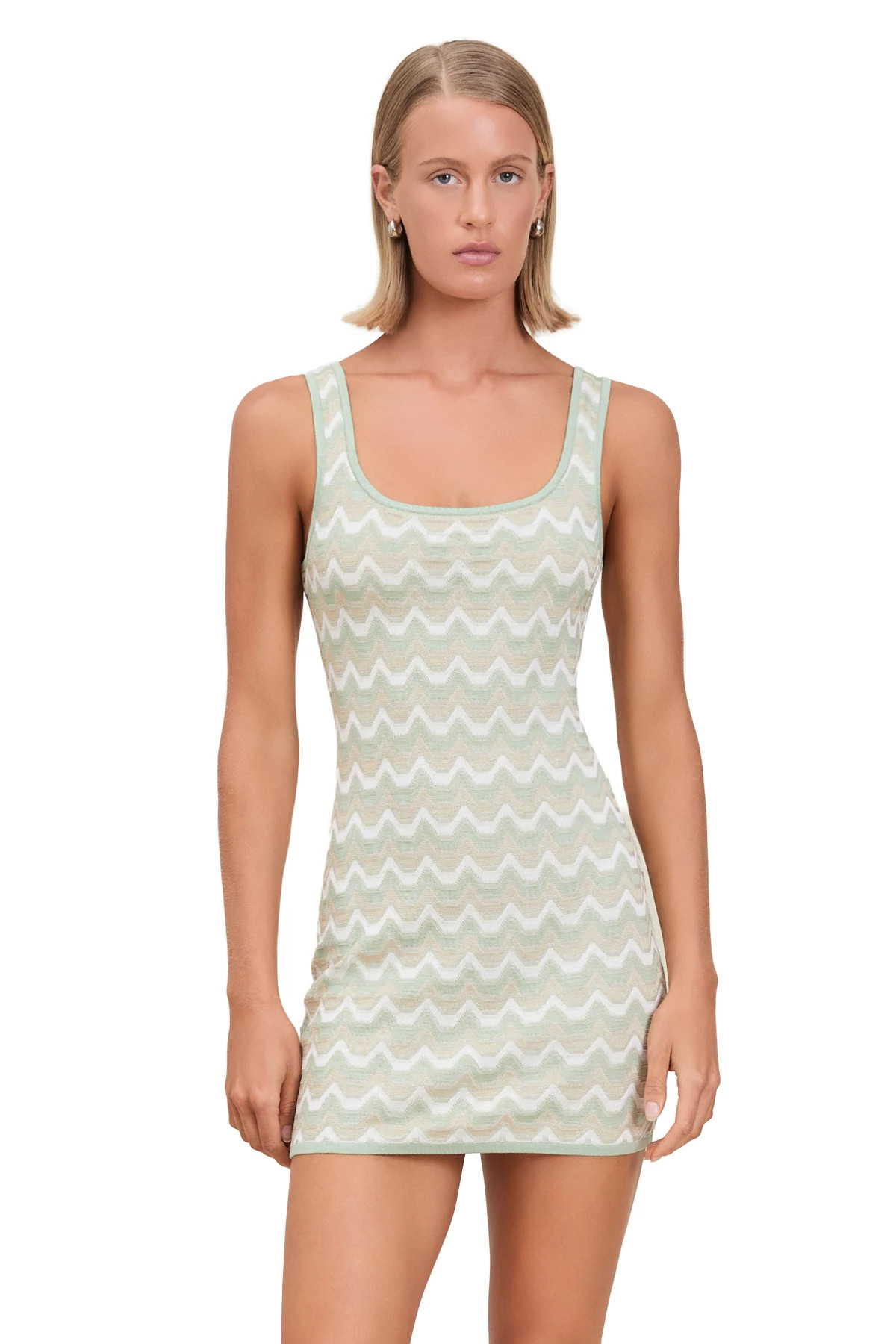 ALOE Selena Metallic Chevron Knit Mini Dress image number 1