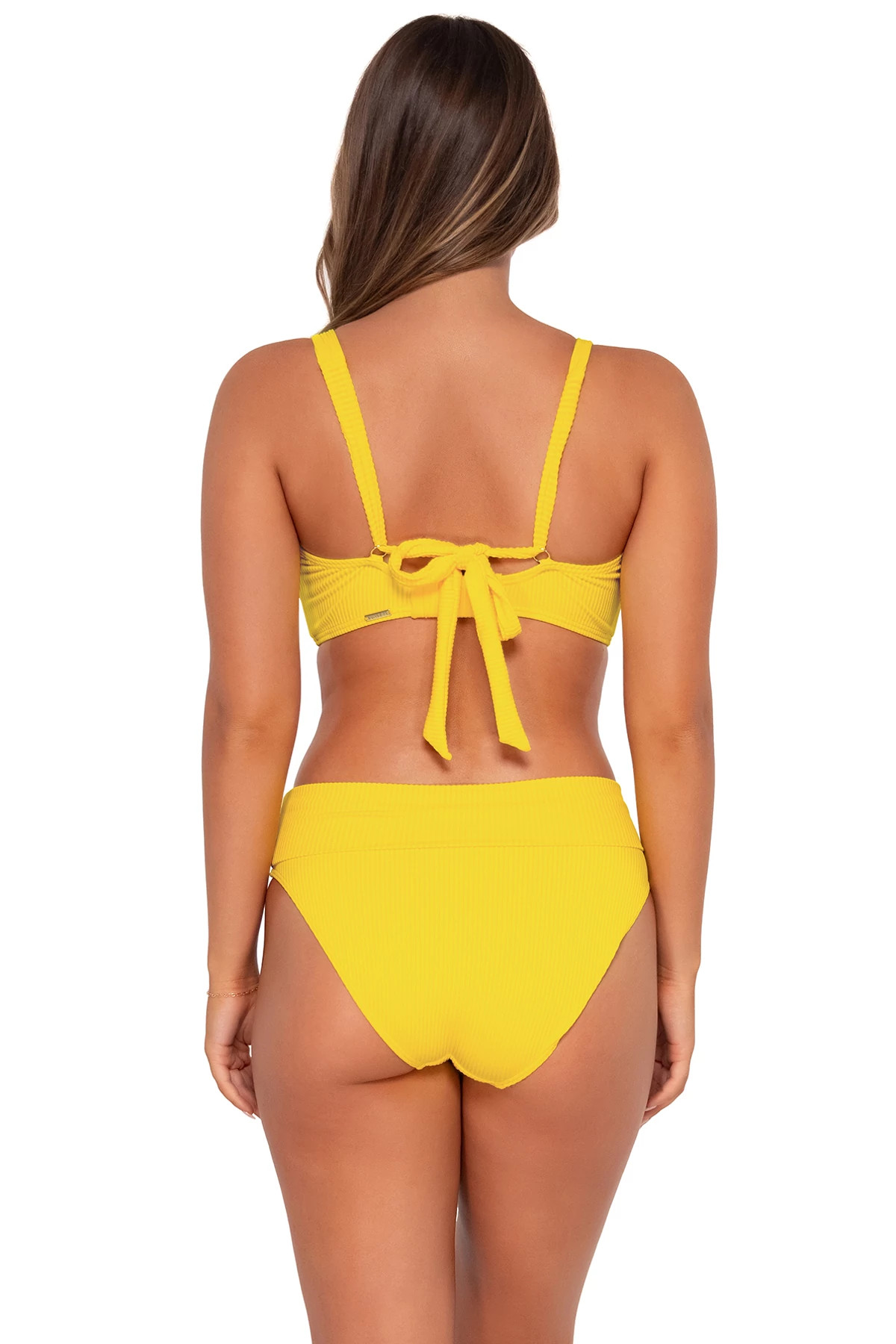 LEMON ZEST SANDBAR RIB Vienna V-Wire Bikini Top (E-H Cup) image number 4