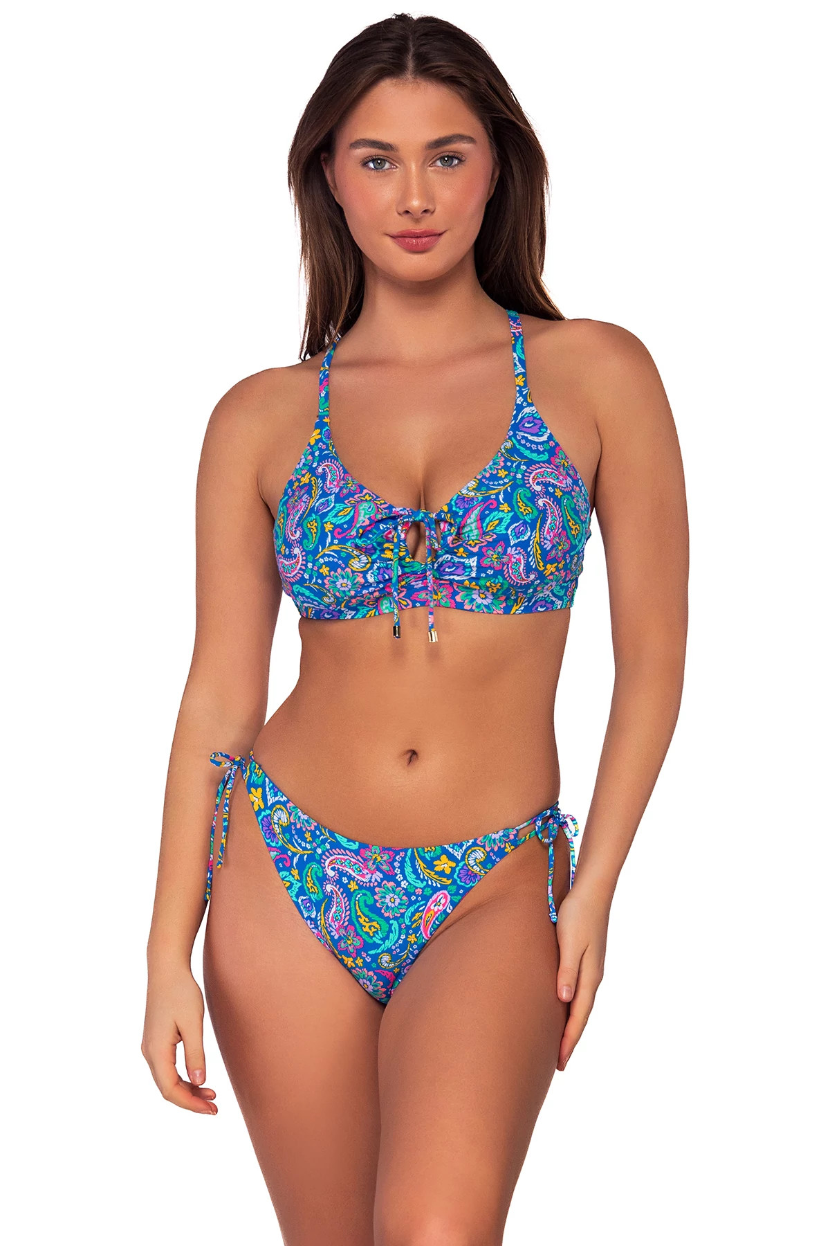 PERSIAN SKY Kauai Keyhole Bralette Bikini Top (D+ Cup) image number 1