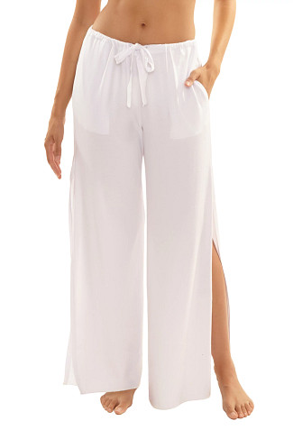 WHITE Slit Leg Wide Leg Cover Up Pants
