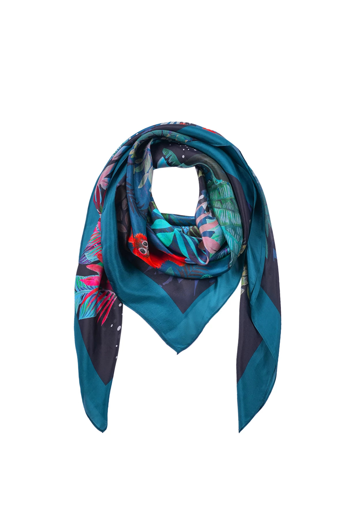 BLUE Winter Jungle Silk Sarong image number 2