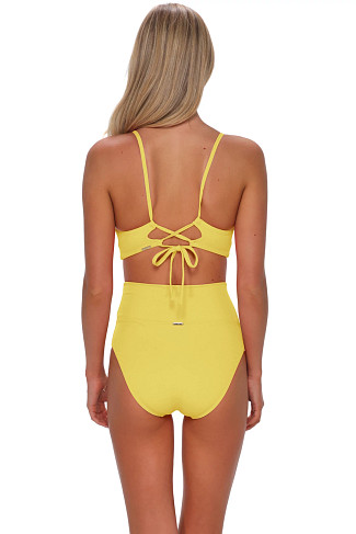 PINEAPPLE CREPE Lyla Lace-Up Bralette Bikini Top