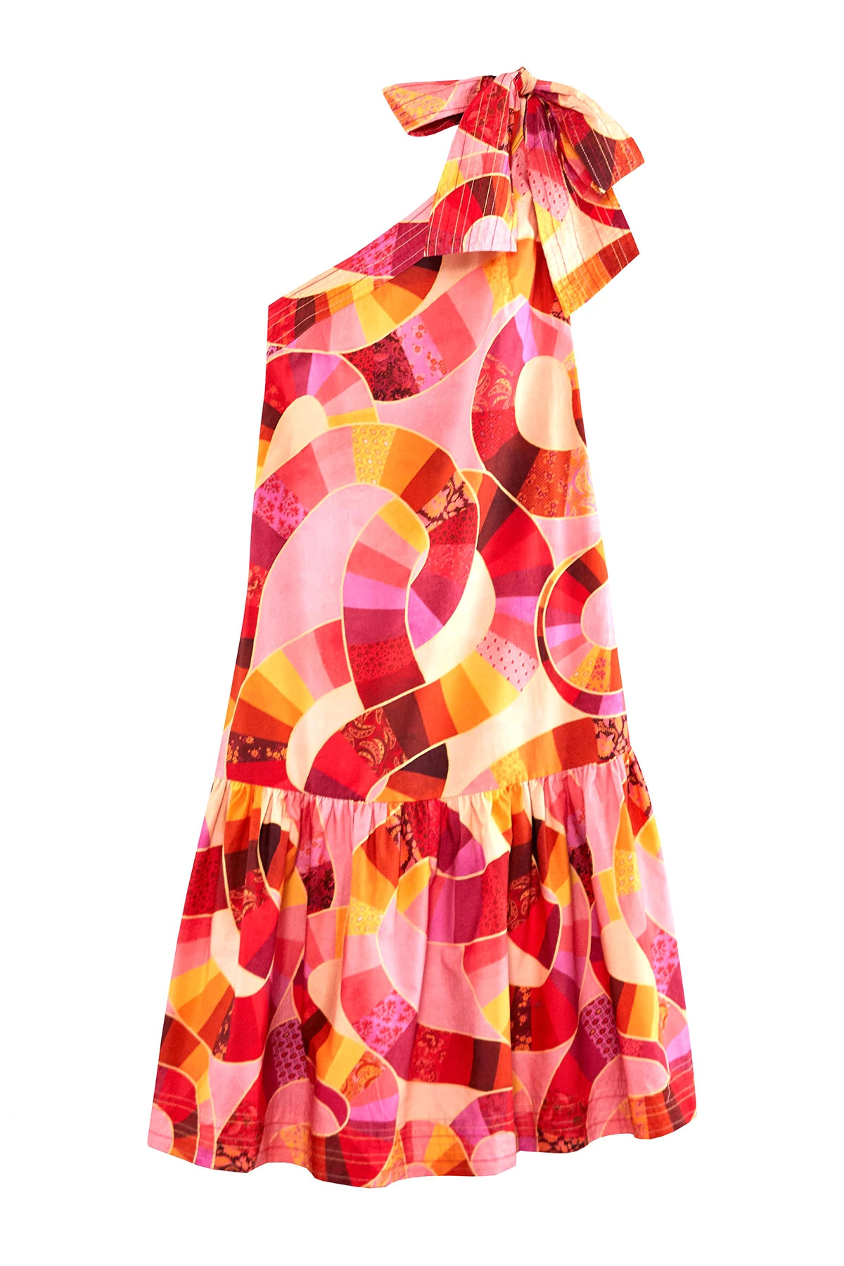 MULTI Patch Twirl Asymmetrical Midi Dress image number 5
