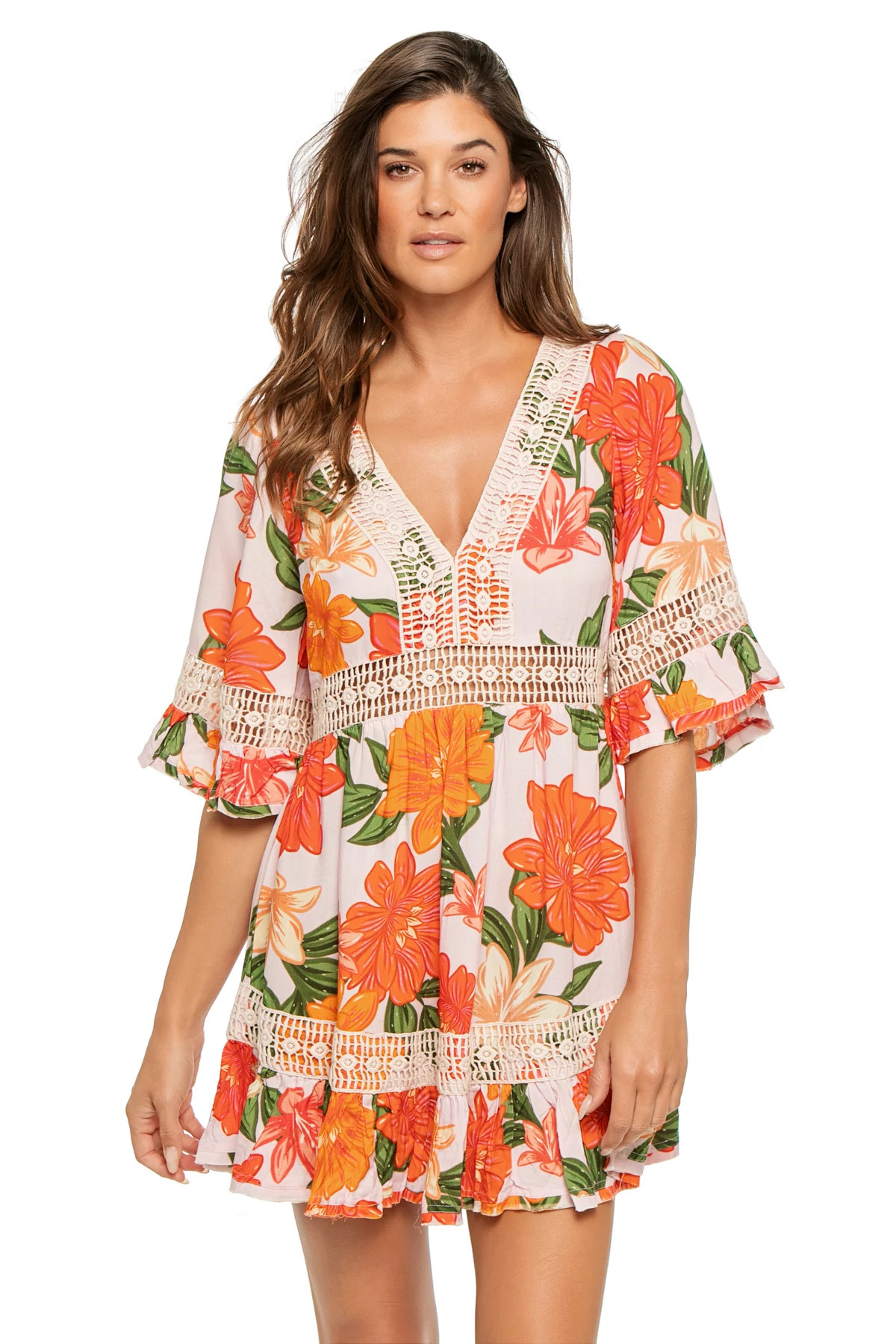 MULTI Crochet Mini Dress image number 1