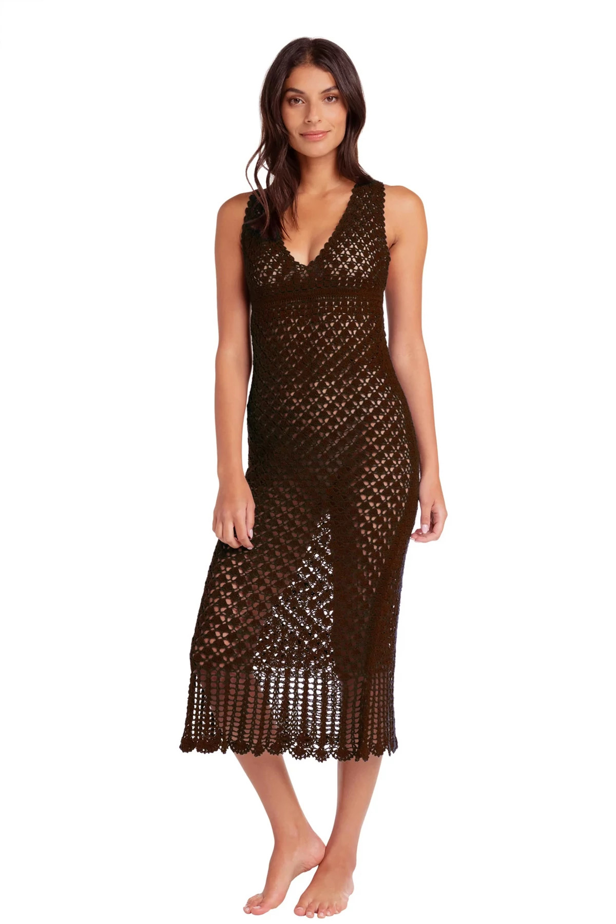 CHOCOLATE BROWN Claudia Crochet Midi Dress image number 1