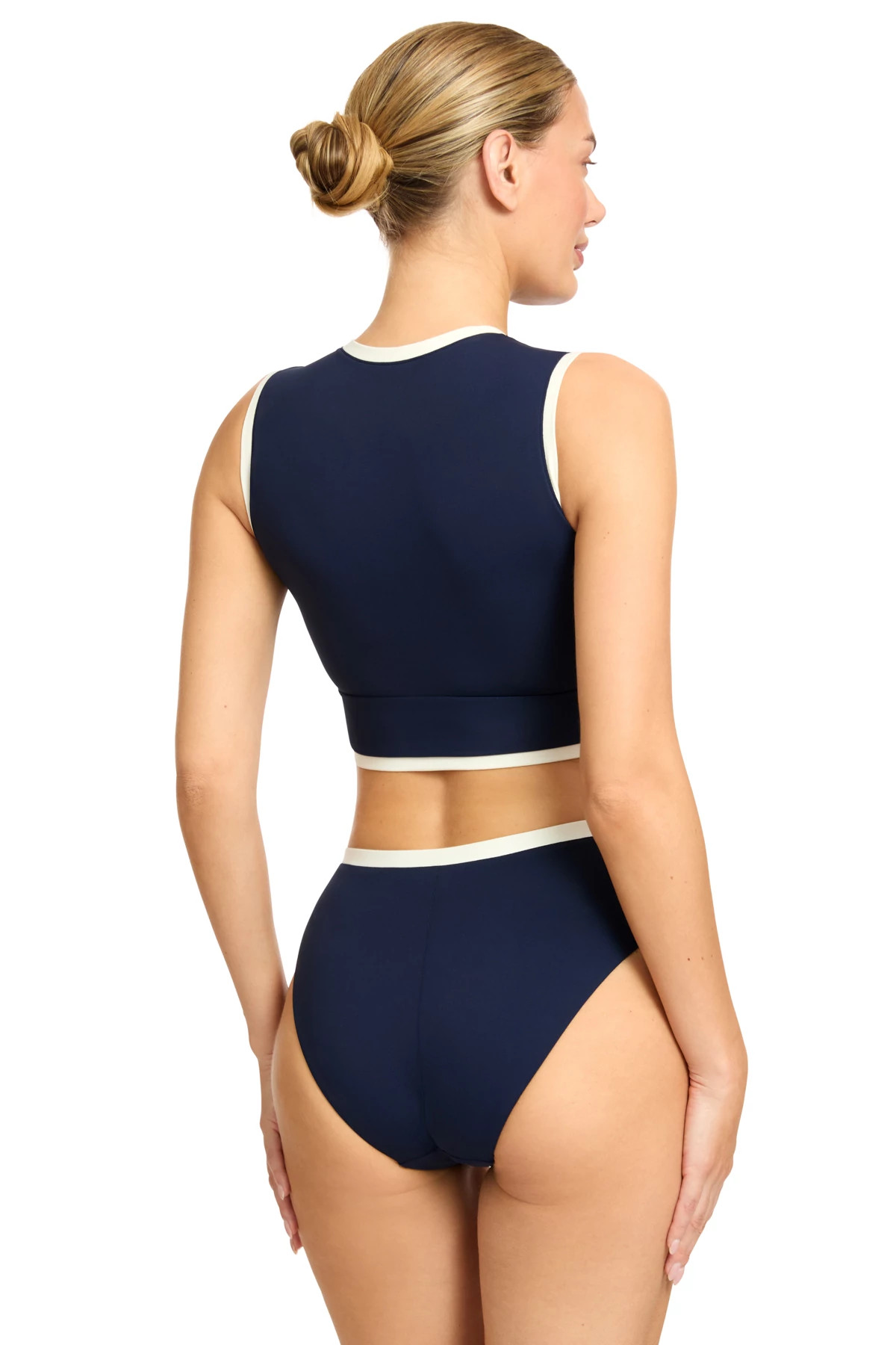 NAVY/CREAM Tiena High Neck Bikini Top image number 2