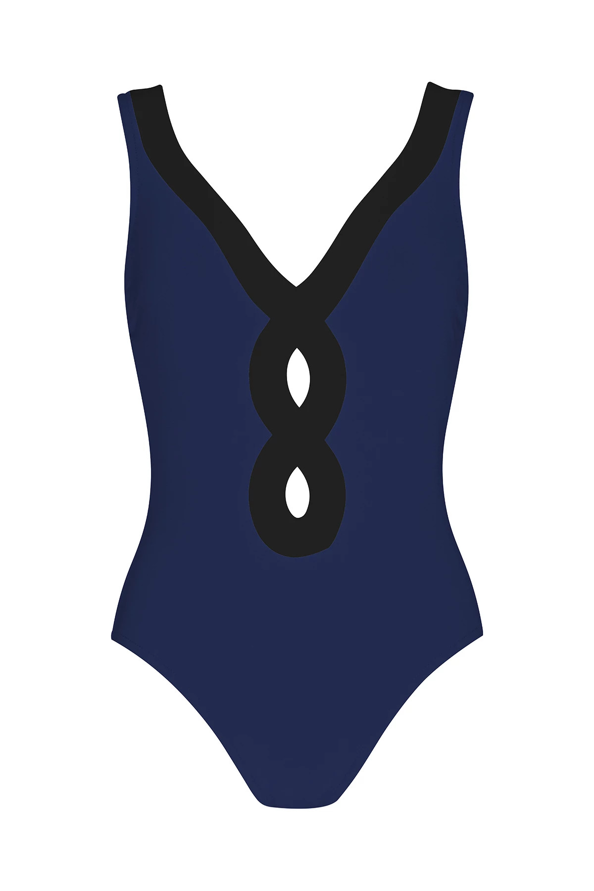 NAVY/BLACK Octavia Over The Shoulder One Piece Swimsuit image number 3