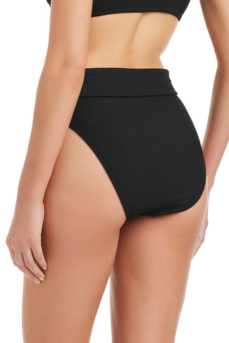 BLACK Belted High Waist Bikini Bottom