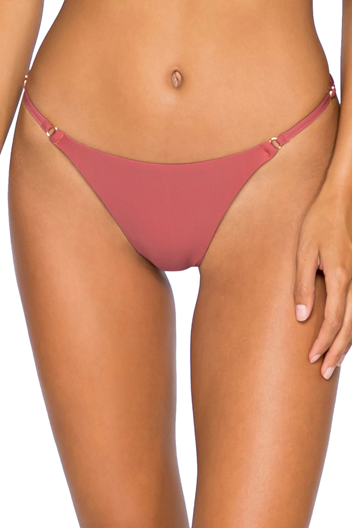 TEA ROSE Sol Tab Side Brazilian Bikini Bottom image number 1