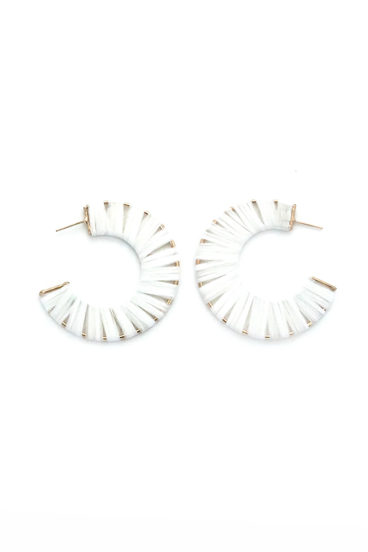 WHITE Raffia Wrapped Earrings image number 1