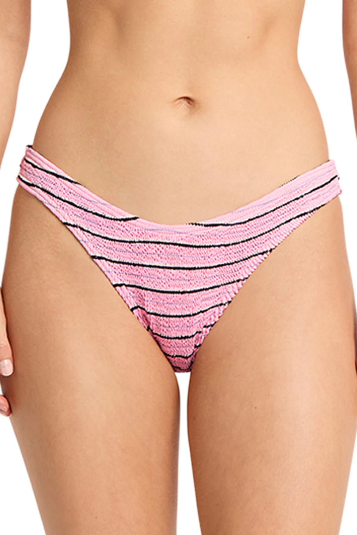 PASTEL PINK STRIPE Sign Hipster Bikini Bottom image number 1