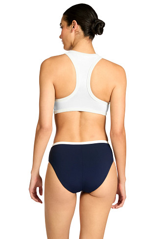 NAVY/GRASS/CREAM Jacqui High Neck Split Bikini Top