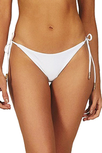 WHITE Lucy Tie Side Brazilian Bikini Bottom