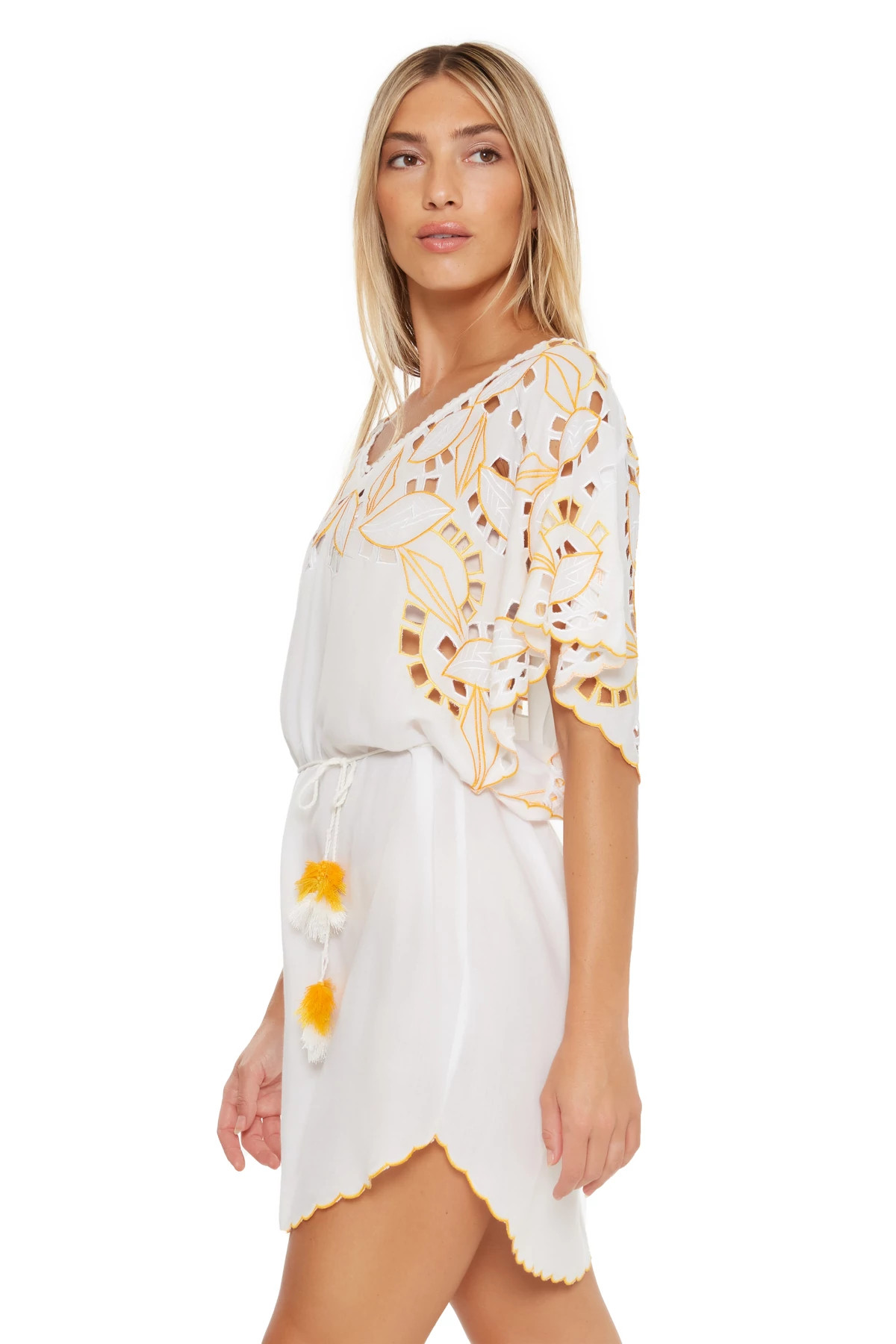 WHITE Embroidered Tunic Dress image number 3