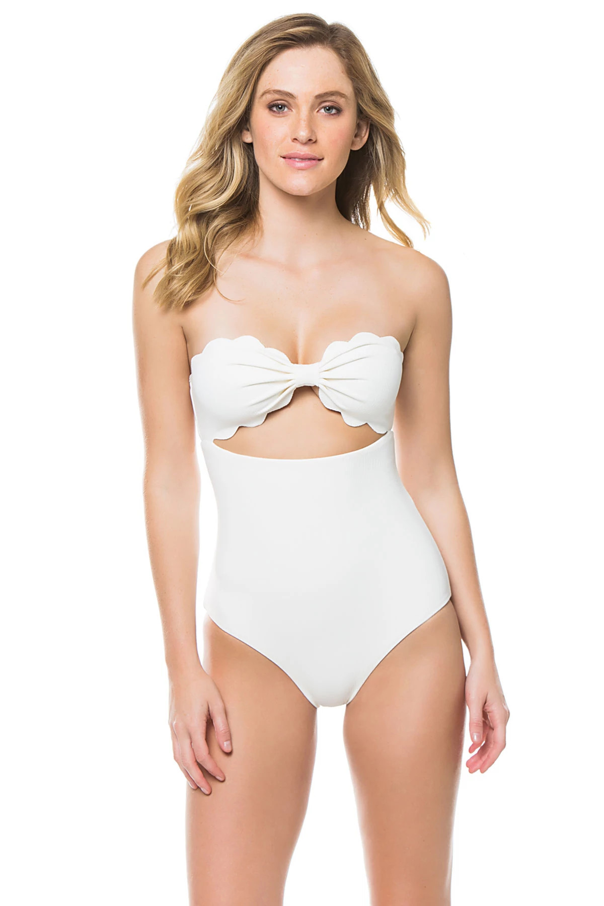 COCONUT Scallop Bandeau One Piece Swimsuit image number 1