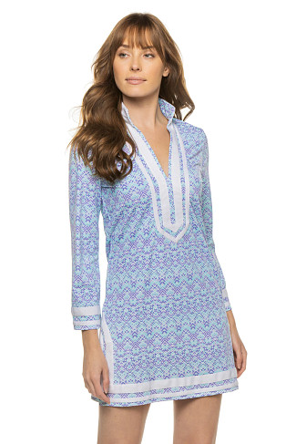 PURPLE AND WHITE Naples Long Sleeve Tunic