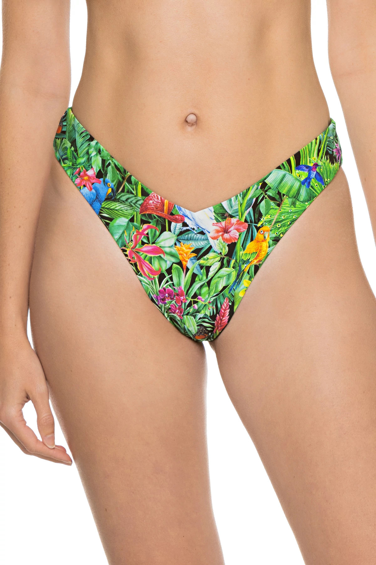 PALM GREEN MULTI Delilah Brazilian Bikini Bottom image number 1