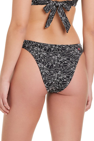 BLACK Embroidered Pearl Ring Bikini Bottom