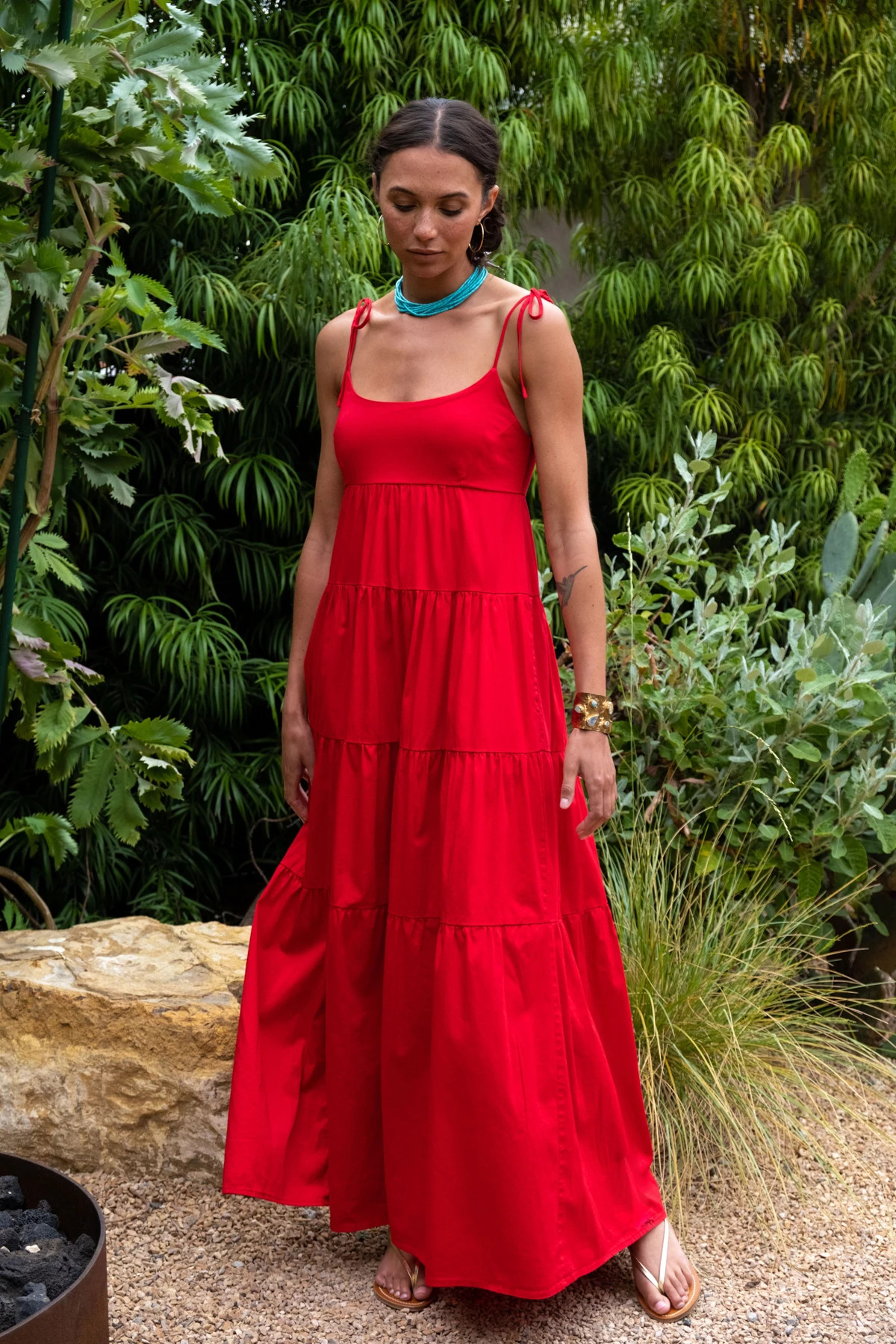 BANDANA RED Haven Tiered Maxi Dress image number 3