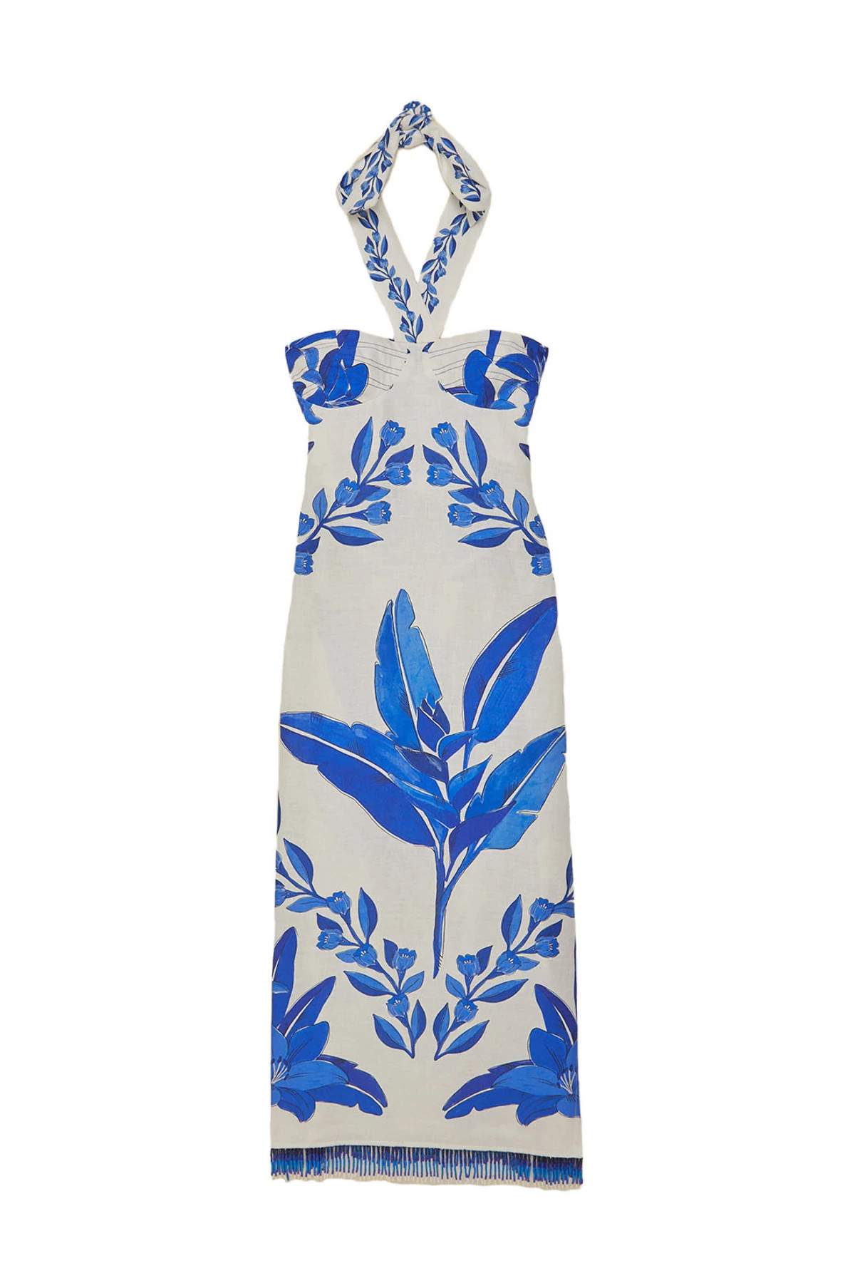 BLUE YARD OFF-WHITE Blue Yard Halter Maxi Dress image number 4