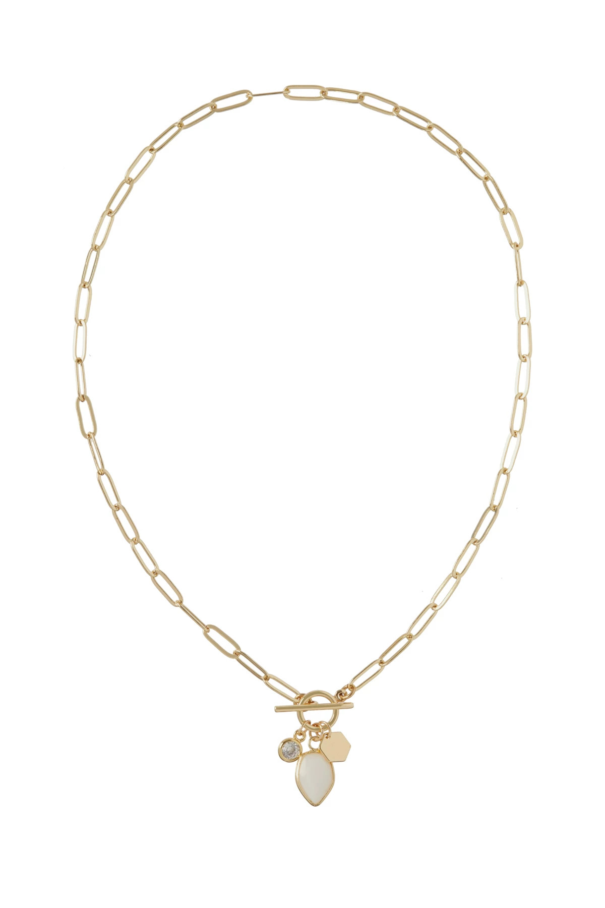GOLD Enamel Heart Toggle Necklace image number 1