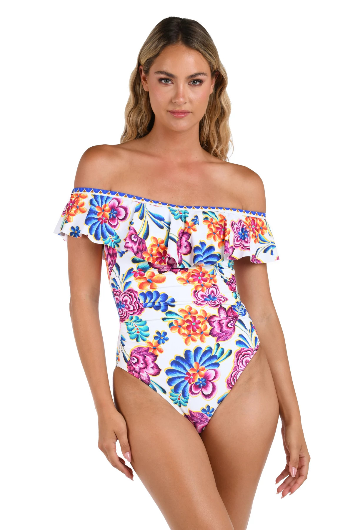 MULTI Off Shoulder Bandeau One Piece Swimsuit image number 1