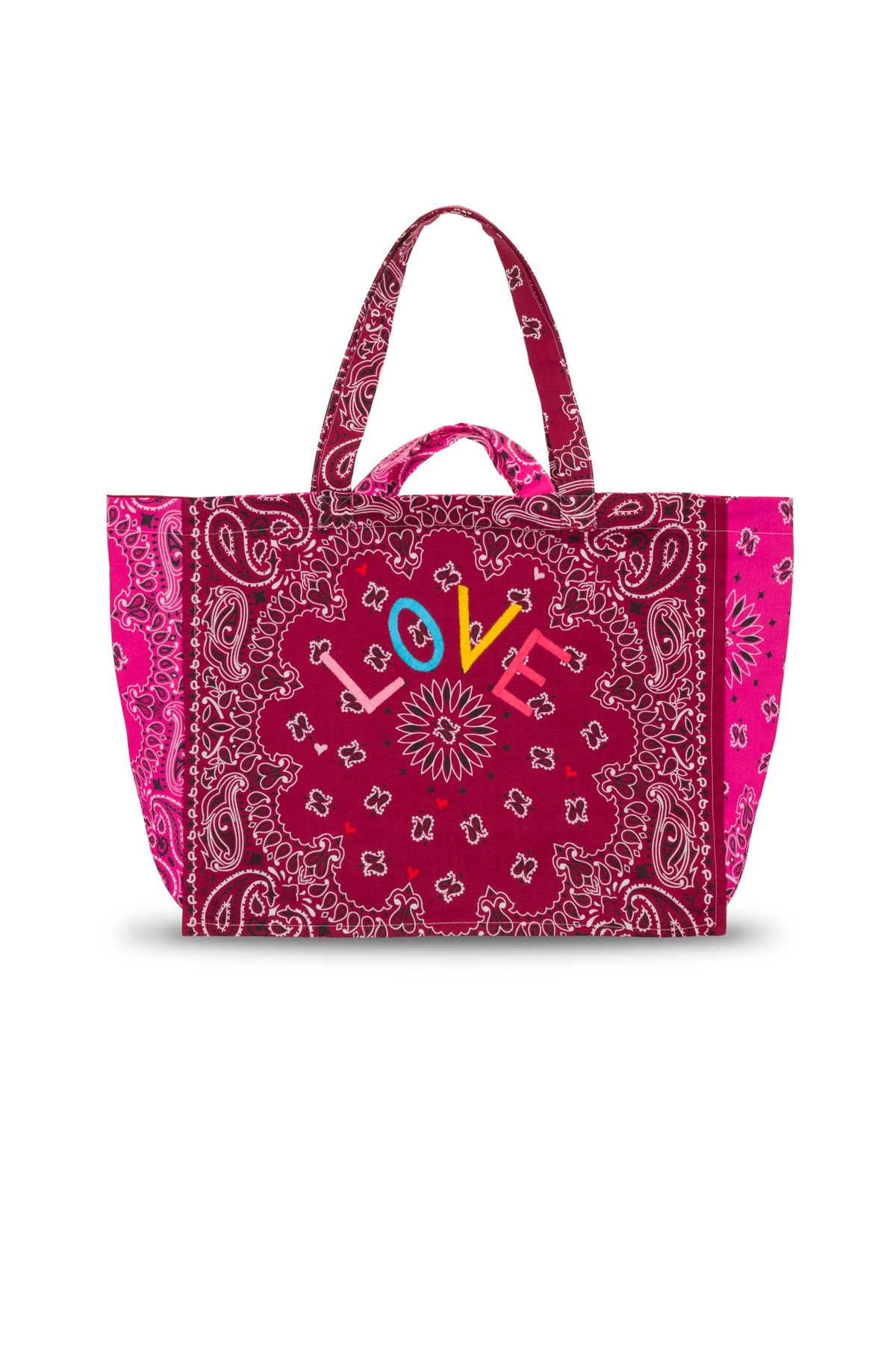 BORDEAUX/FUCHSIA Maxi Cabas Quilted Tote Bag image number 1